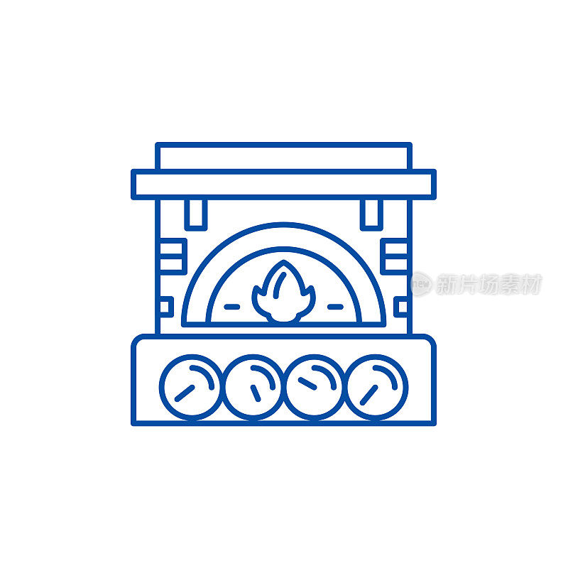 Fireplace brick line icon concept. Fireplace brick flat  vector symbol, sign, outline illustration.